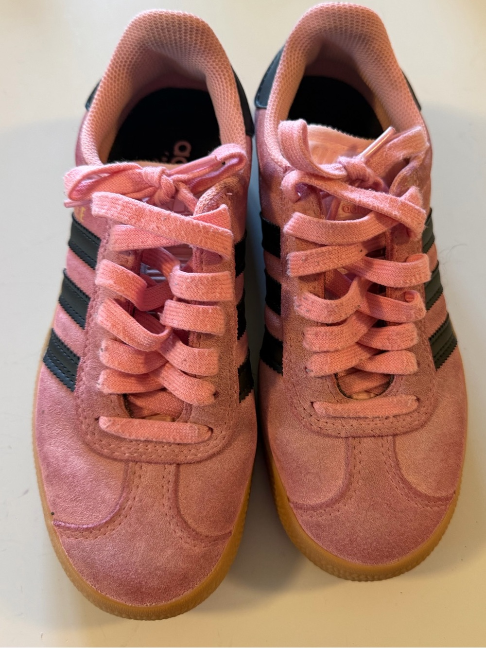 Adidas Gazelle Pink Suede Gum Sole Sneakers Women’s US 4 Black Stripes Casual